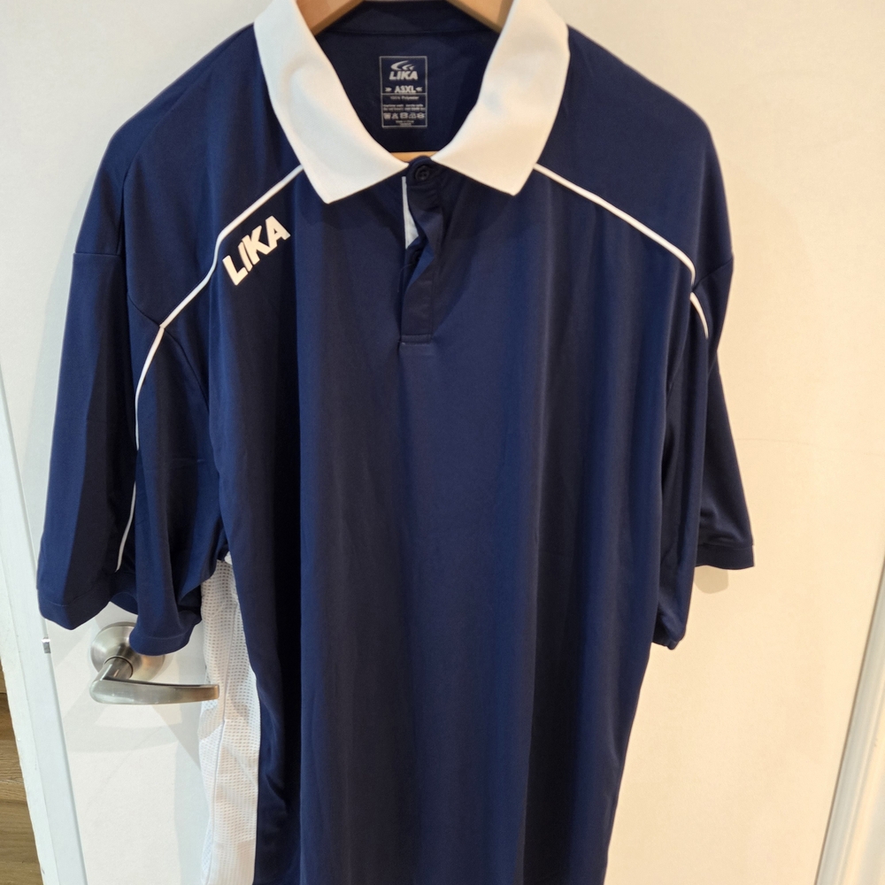Classic Blue and White Polo Shirt with Sporty Design